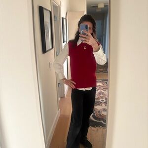 Colville 100% Wool Sweater Vest Made in Italy Back Zip Detail Red Size M